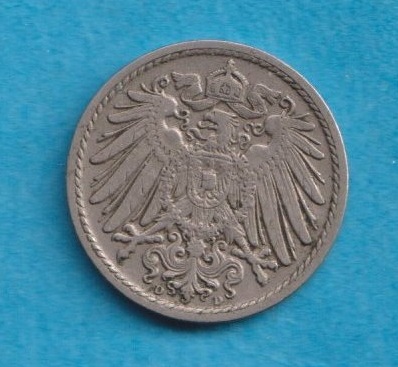  Kaiserreich 5 Pfennig 1910 D   