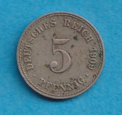 Kaiserreich 5 Pfennig 1909 A   