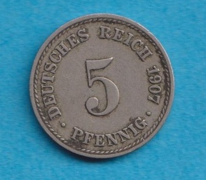  Kaiserreich 5 Pfennig 1907 A   