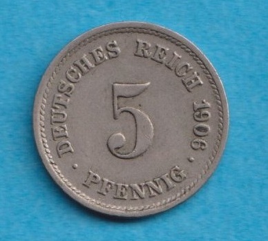 Kaiserreich 5 Pfennig 1906 G