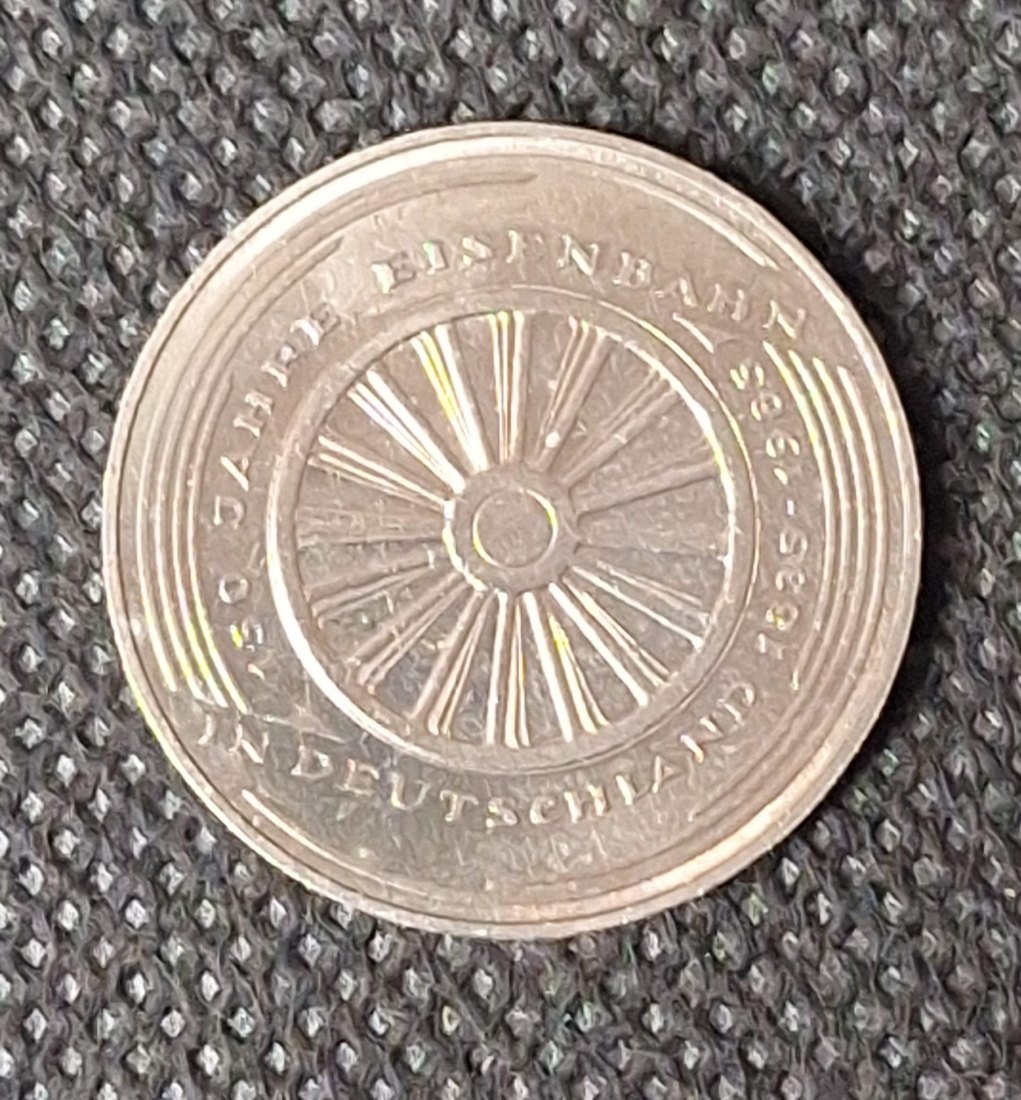  BRD Gedenkmünze: 5 DM 1985 G, 150 Jahre Eisenbahn, bankfrisch/Stempelglanz   