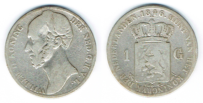  SZAIVERT NIEDERLANDE KÖNIGREICH WILHELM II GULDEN 1846   