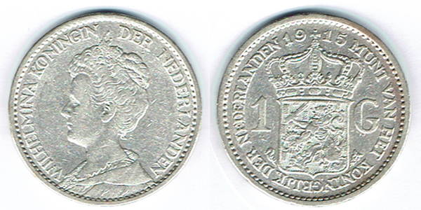  SZAIVERT NIEDERLANDE KÖNIGREICH WILHELMINA GULDEN 1915   