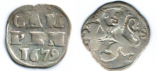  SZAIVERT NIEDERLANDE PROVINZEN KAMPEN 2 STUIVER STÜBER 1679   