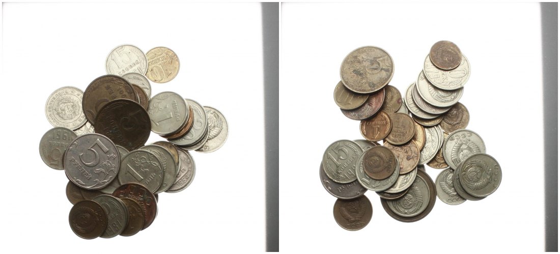  Russland/UDSSR: Interessantes Lot von 40 Kleinmünzen, viele verschiedene Jahre!   