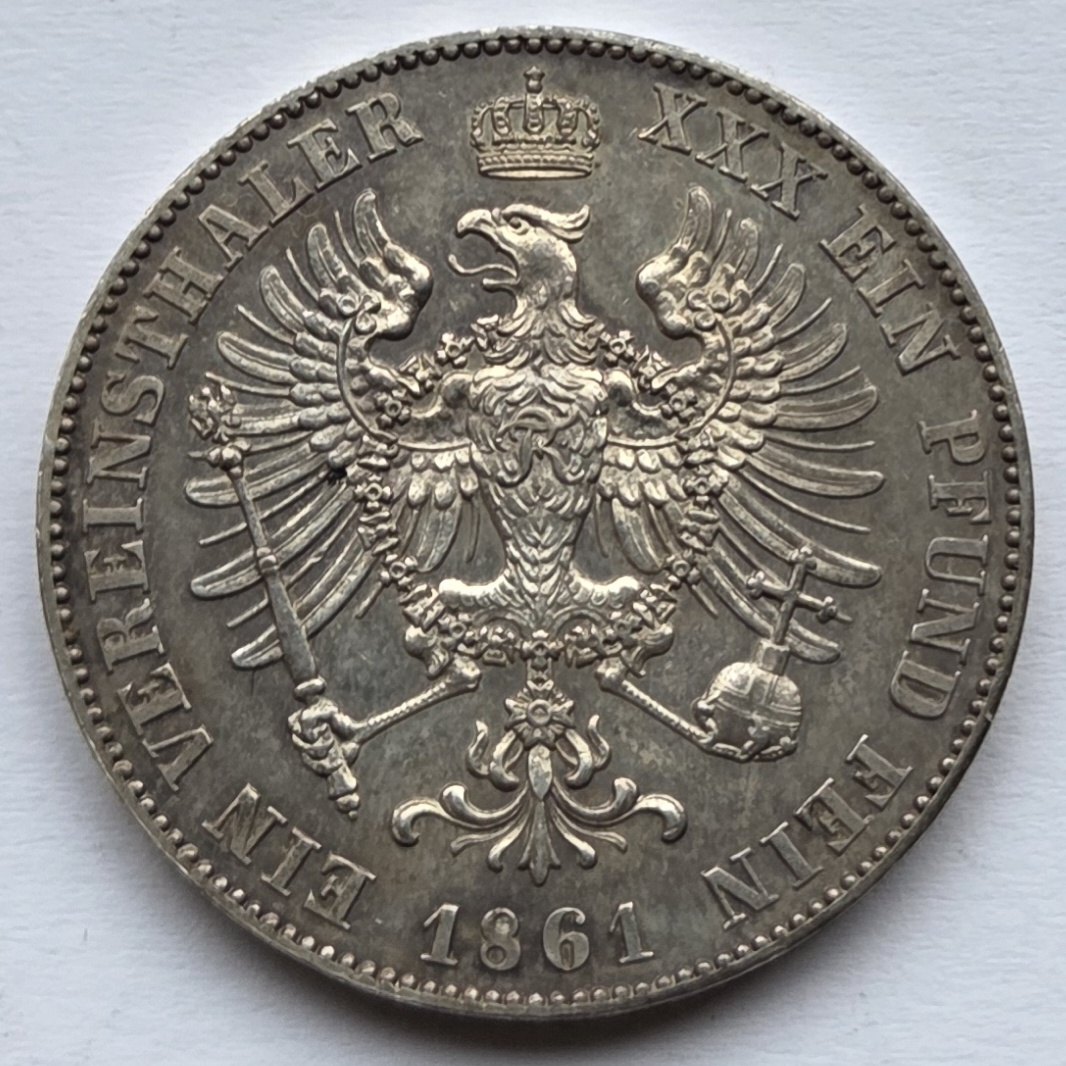  Preußen: 1 Taler Friedrich Wilhelm IV. 1861 (Sterbetaler), Top-Erhaltung   