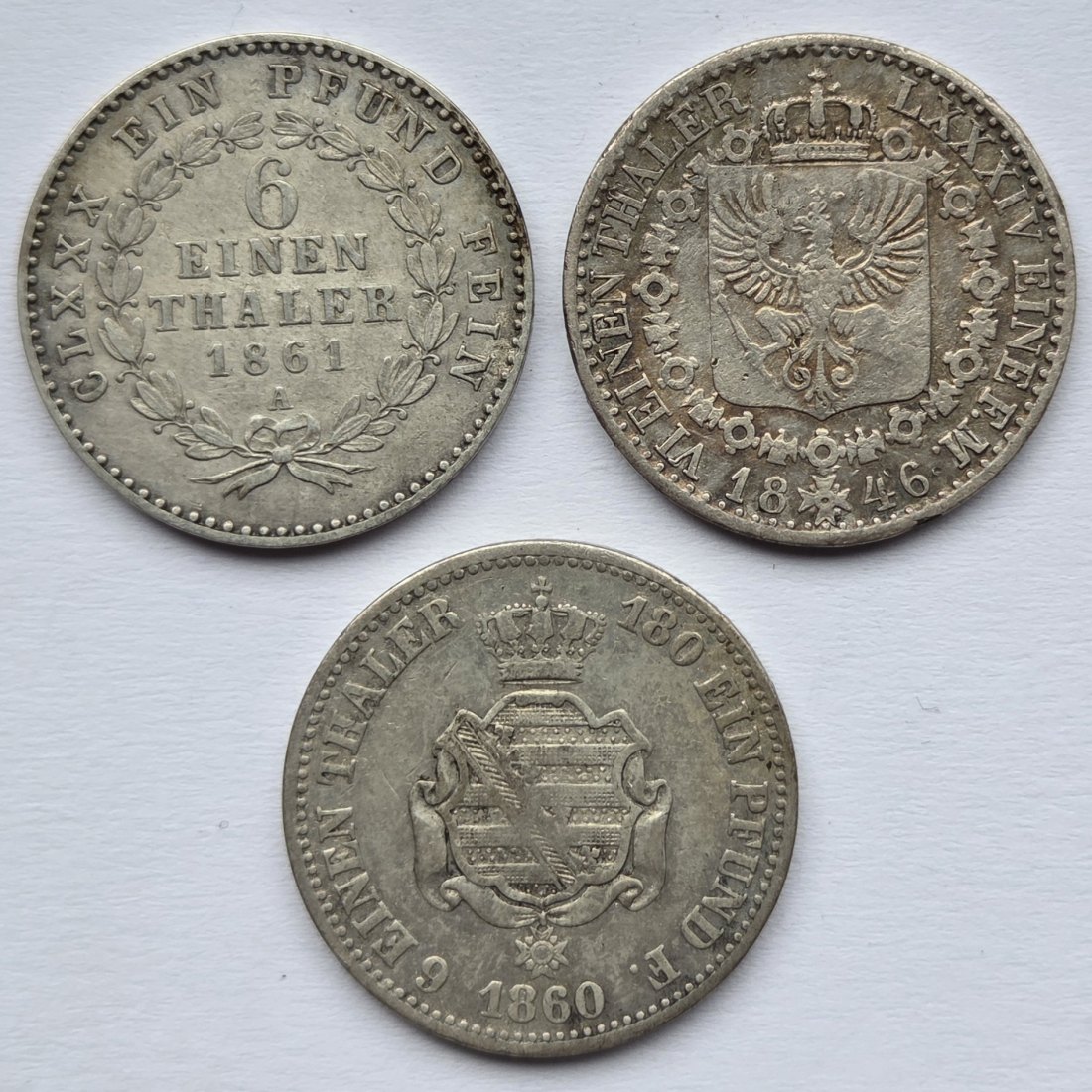  Anhalt/Preußen/Sachsen: 3 x 1/6 Taler   