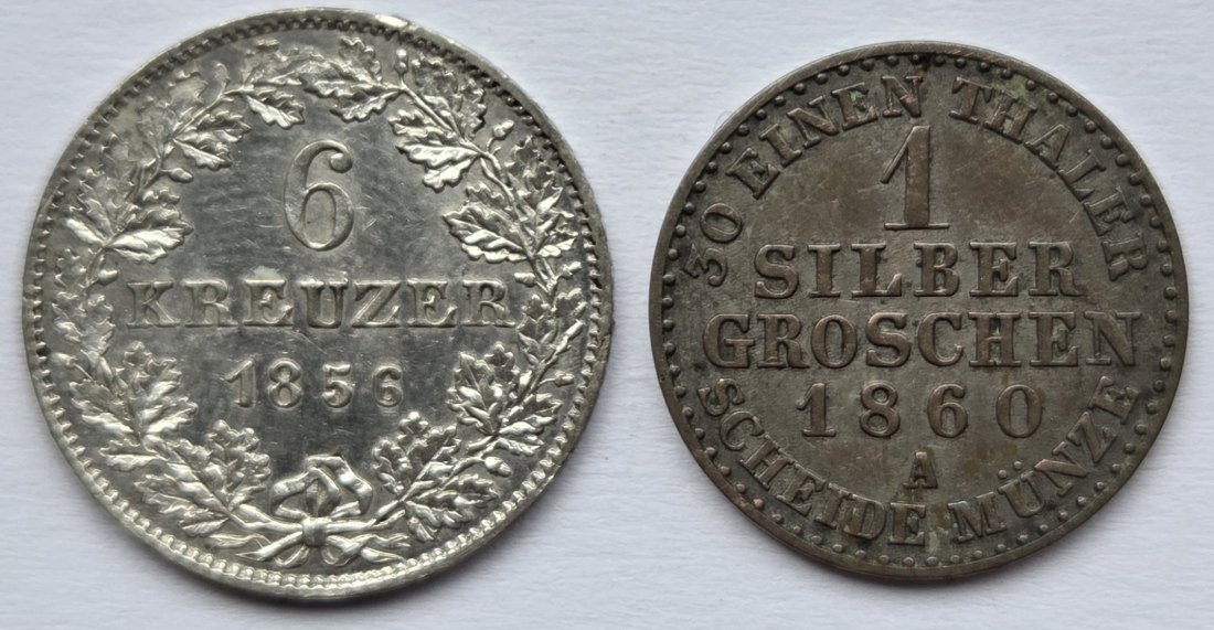  Frankfurt/Lippe: 6 Kreuzer 1856 + 1 Silbergroschen 1860   