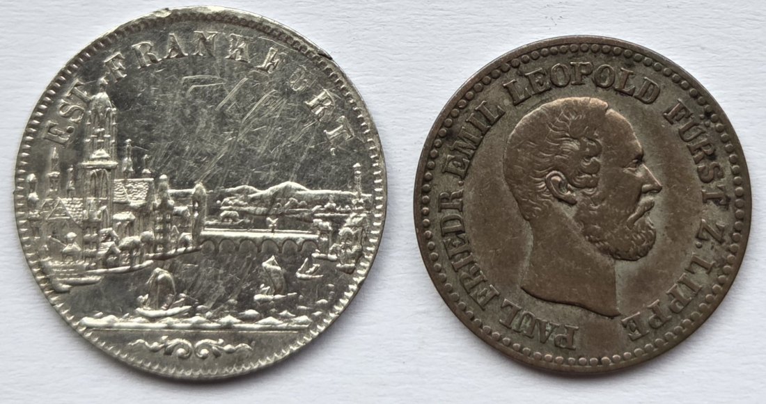  Frankfurt/Lippe: 6 Kreuzer 1856 + 1 Silbergroschen 1860   