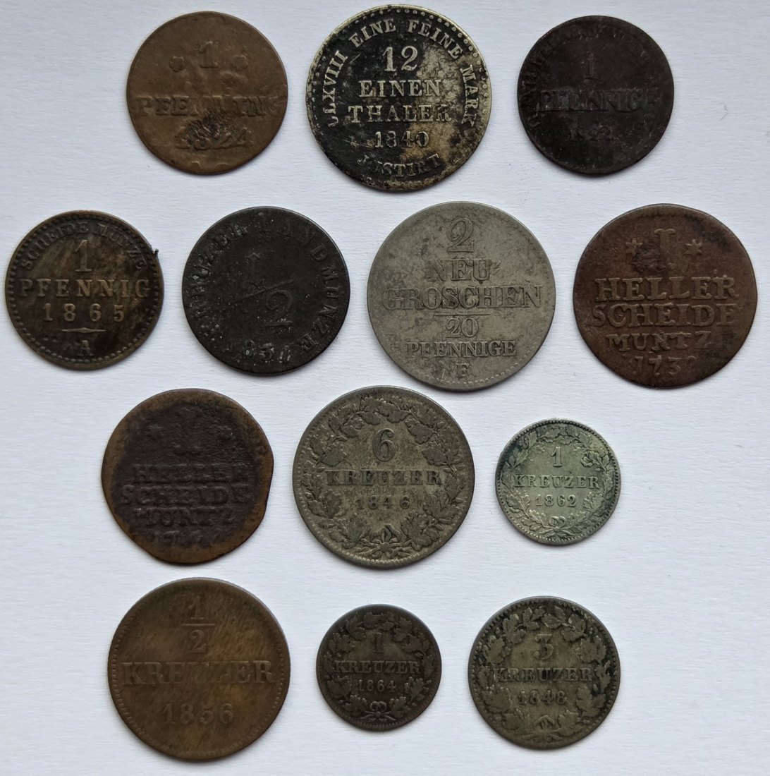  Altdeutschland: Lot aus 13 verschiedenen Kleinmünzen   