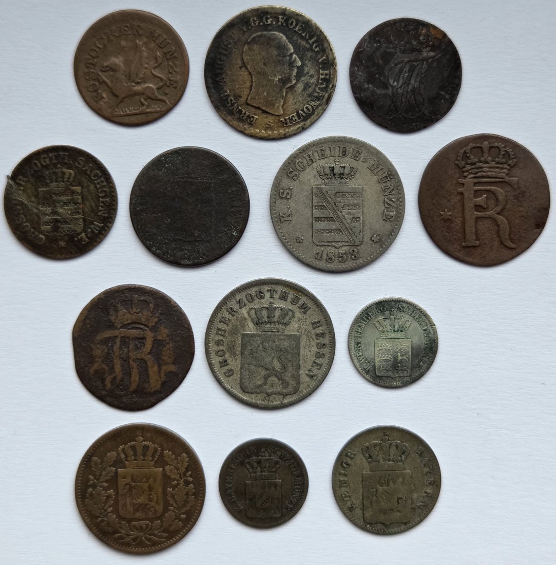  Altdeutschland: Lot aus 13 verschiedenen Kleinmünzen   