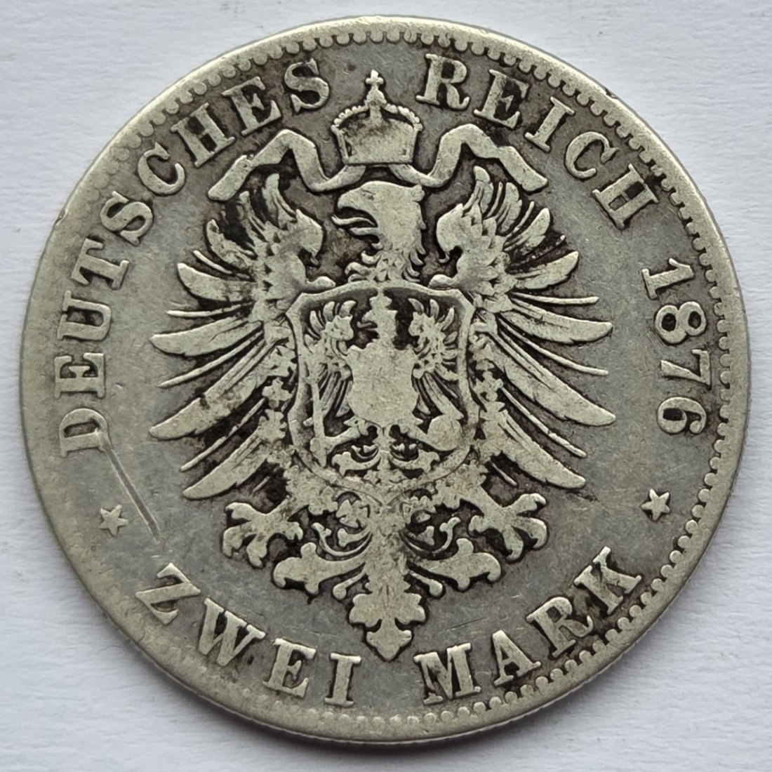  Kaiserreich: Bayern, 2 Mark Ludwig II. (Jaeger 41), 1876   