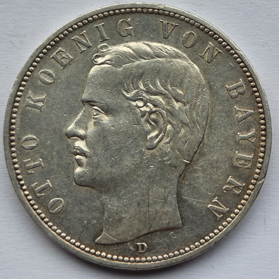  Kaiserreich: Bayern, 5 Mark Otto (Jaeger 46), 1907   