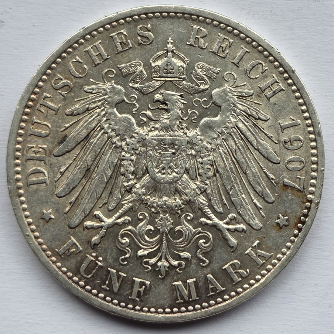  Kaiserreich: Bayern, 5 Mark Otto (Jaeger 46), 1907   