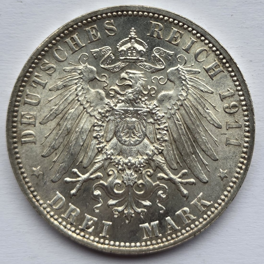  Kaiserreich: Bayern, 3 Mark Luitpold 1911 (Jaeger 49)   