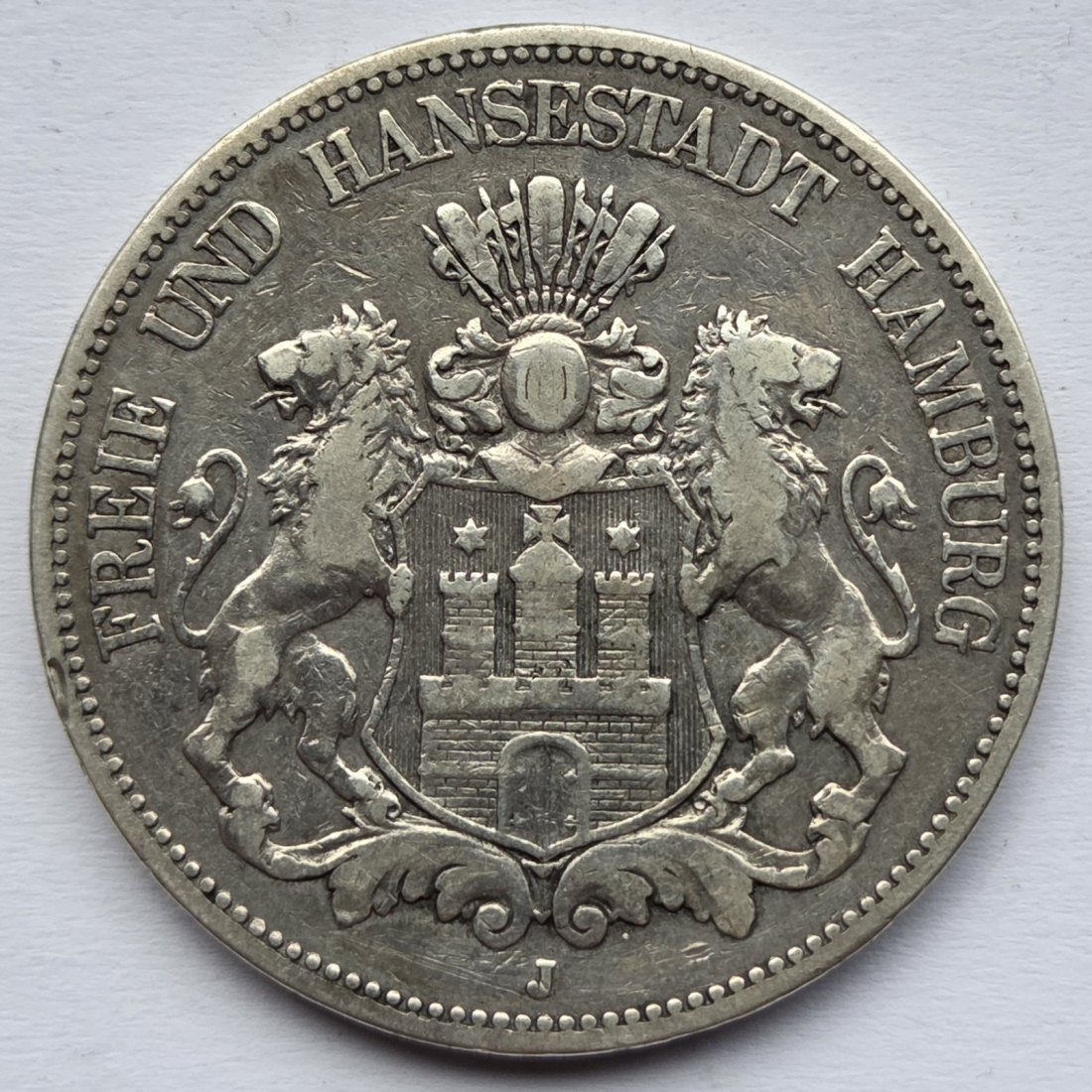  Kaiserreich: Hamburg, 5 Mark (Jaeger 62), 1876   