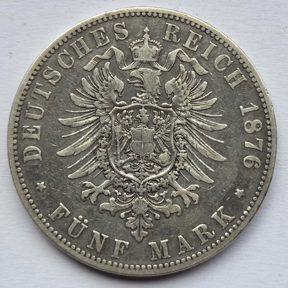  Kaiserreich: Hamburg, 5 Mark (Jaeger 62), 1876   