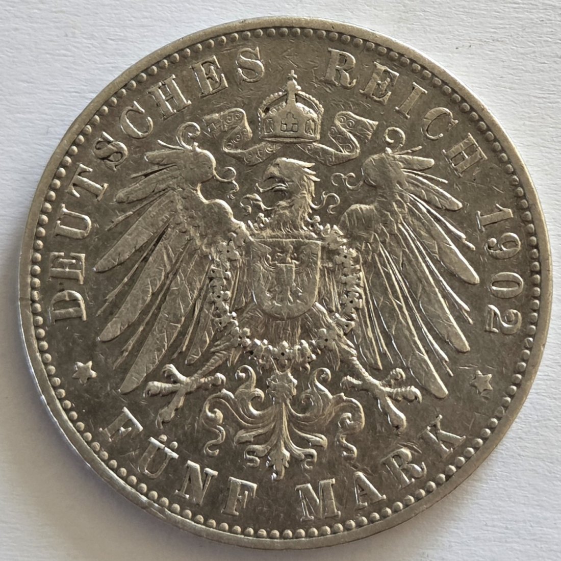  Kaiserreich: Hamburg, 5 Mark (Jaeger 65), 1902   
