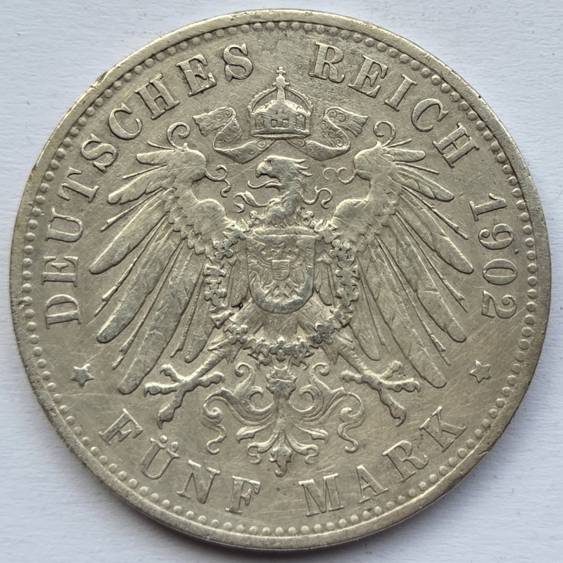  Kaiserreich: Preußen, 5 Mark Wilhelm II. (Jaeger 104), 1902   