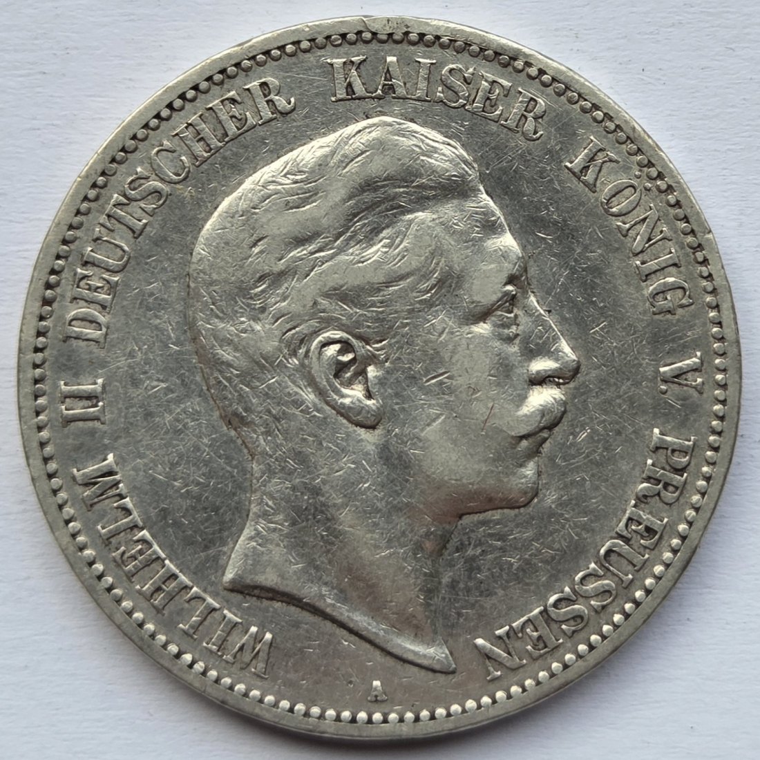  Kaiserreich: Preußen, 5 Mark Wilhelm II. (Jaeger 104), 1903   