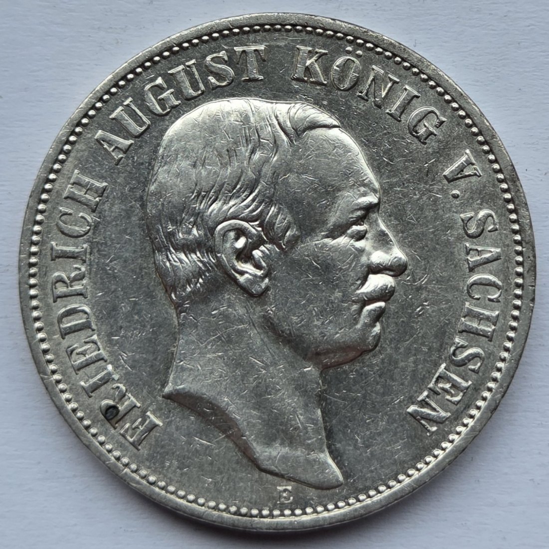  Kaiserreich: Sachsen, 5 Mark Friedrich August III. (Jaeger 136), 1914   