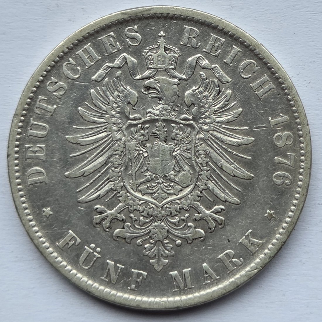  Kaiserreich: Württemberg, 5 Mark Karl (Jaeger 173), 1876   