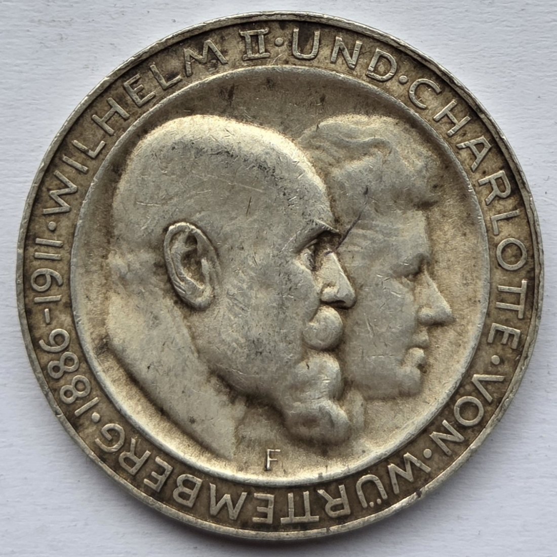  Kaiserreich: Württemberg, 3 Mark Silberne Hochzeit 1911 (Jaeger 177)   