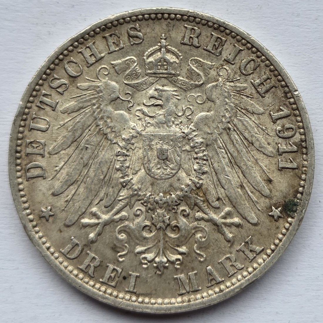  Kaiserreich: Württemberg, 3 Mark Silberne Hochzeit 1911 (Jaeger 177)   