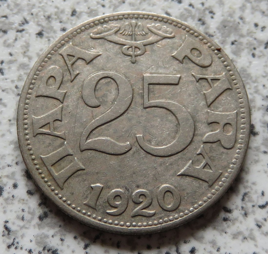  Königreich Serbien, Kroatien und Slowenien 25 Para 1920   