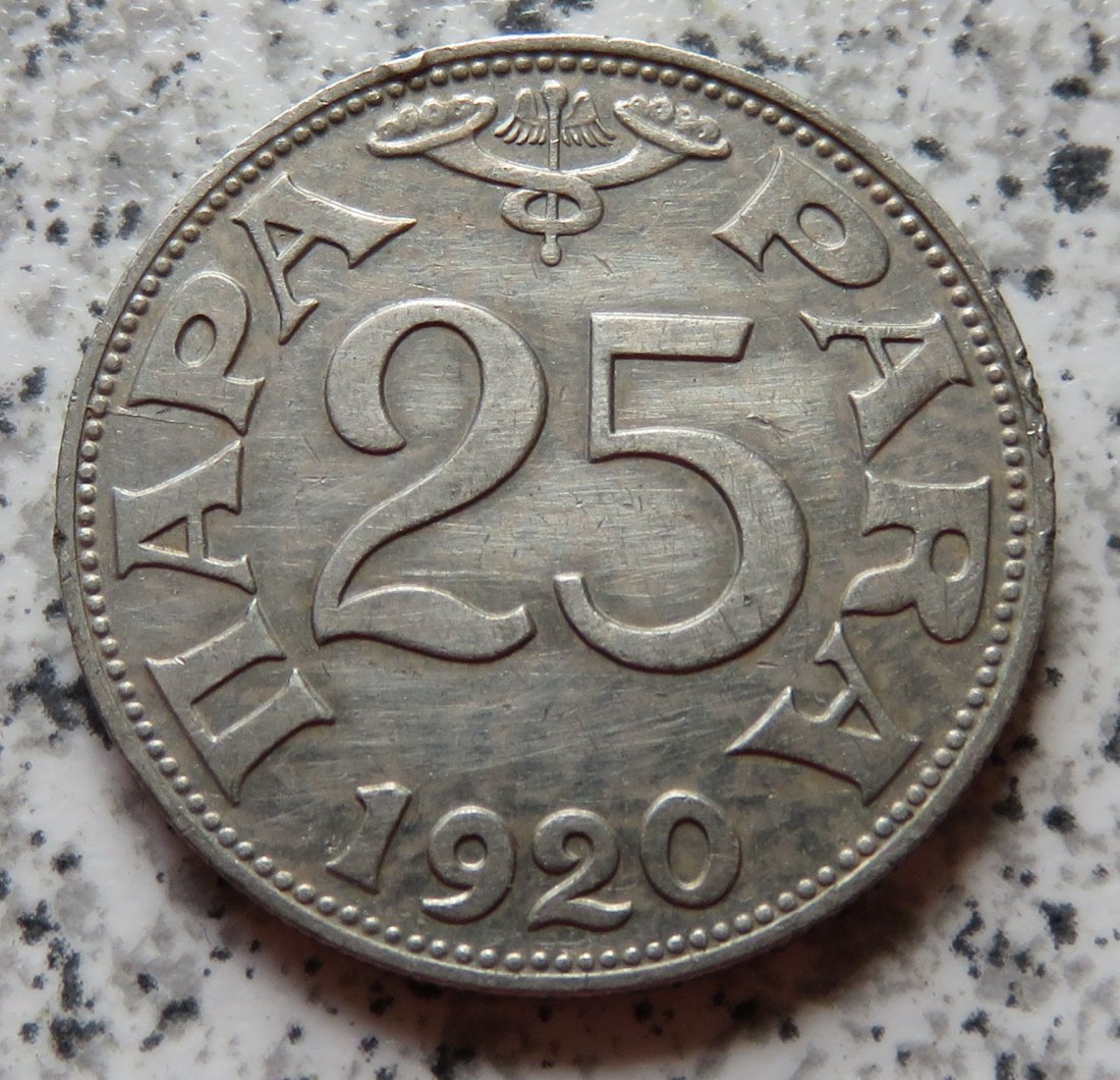  Königreich Serbien, Kroatien und Slowenien 25 Para 1920   