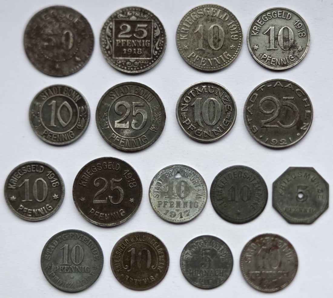  Notgeld: Lot aus 17 verschiedenen Münzen   