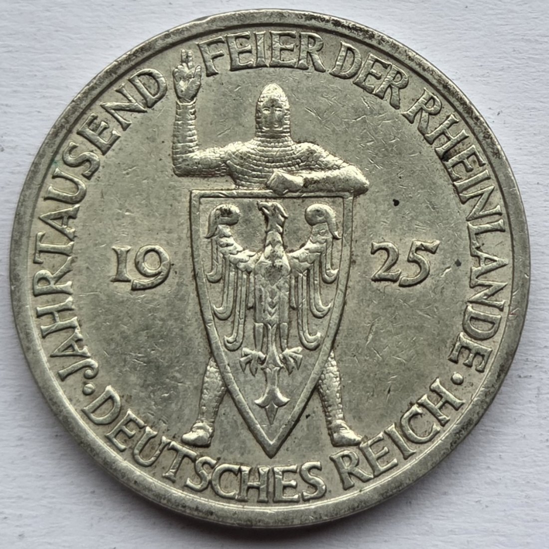  Weimarer Republik: 3 Mark Rheinlande (Jaeger 321), 1925 A   