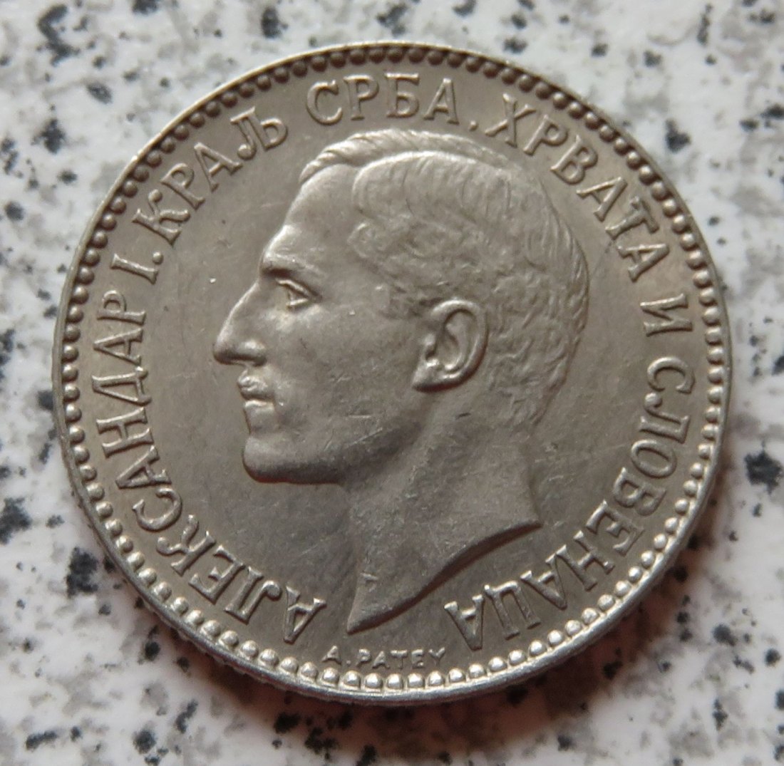  Königreich Serbien, Kroatien und Slowenien 1 Dinar 1925, Brüssel Belgien (kein Münzzeichen)   