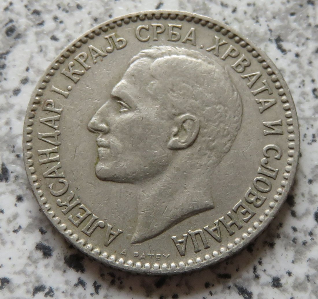  Königreich Serbien, Kroatien und Slowenien 1 Dinar 1925, Brüssel Belgien (kein Münzzeichen)   