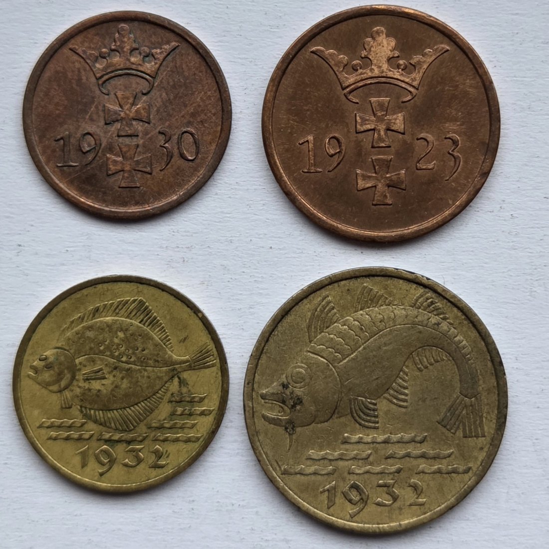  Danzig: Lot aus vier Pfennigen   