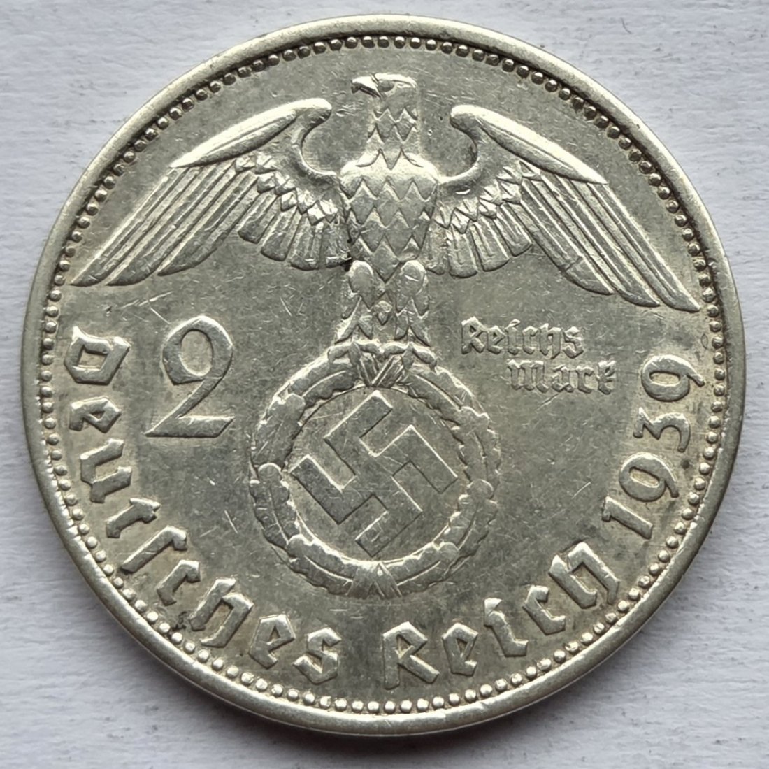  Deutsches Reich: 2 Mark Hindenburg 1939 E   
