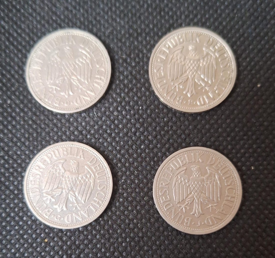  BRD, J. 386, 2 DM Kursmünzen 1951 DFGJ Ähren + Weintrauben, kompletter Satz in bankfrisch !   