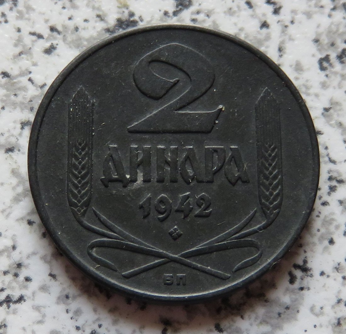  Serbien 2 Dinar 1942   