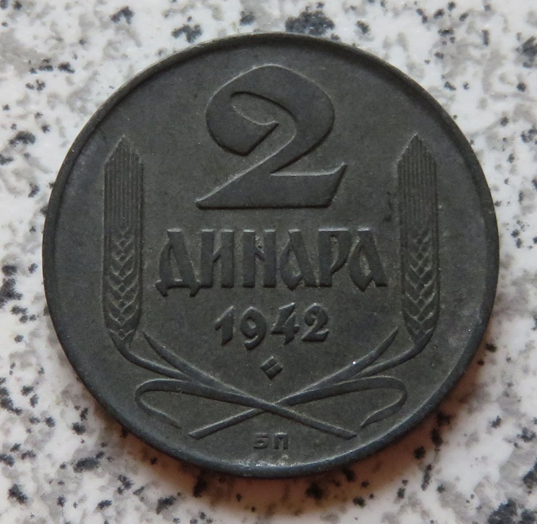  Serbien 2 Dinar 1942   
