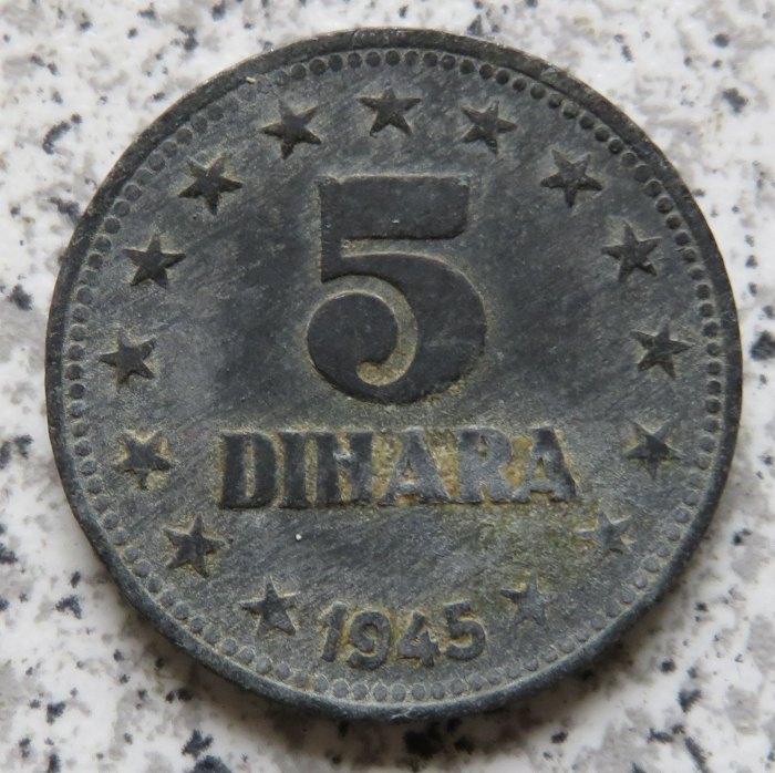  Jugoslawien 5 Dinar 1945   