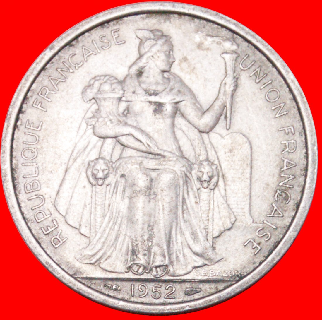  Ⰺ FRANCE: FRENCH OCEANIA ★ 5 FRANCS 1952 SHIPS! ★LOW START ★ NO RESERVE!   