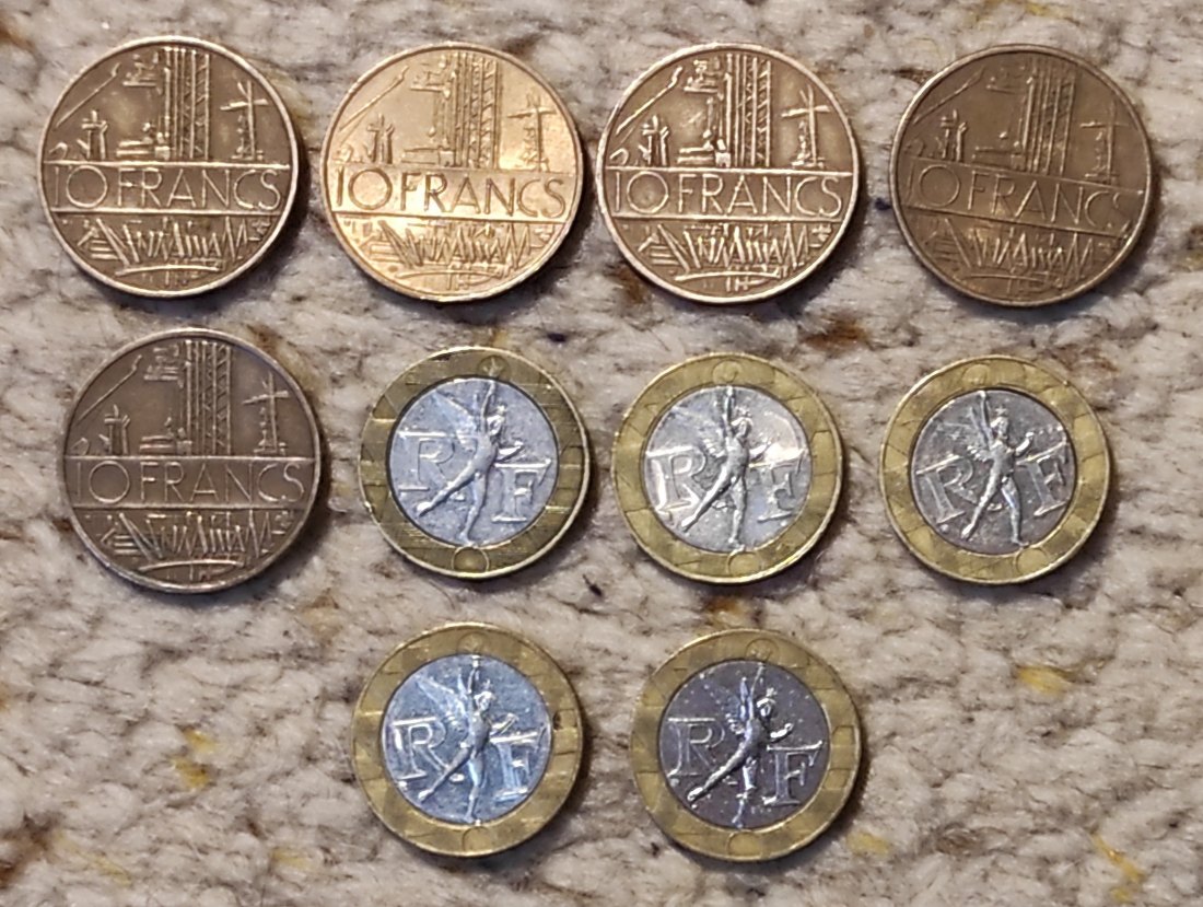  Set 033: Frankreich Münzlot mit 10 x 10 Francs, alle verschieden   