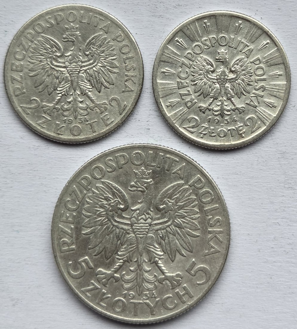  Polen: Lot aus drei Silbermünzen, zusammen 14,85 g Feinsilber   