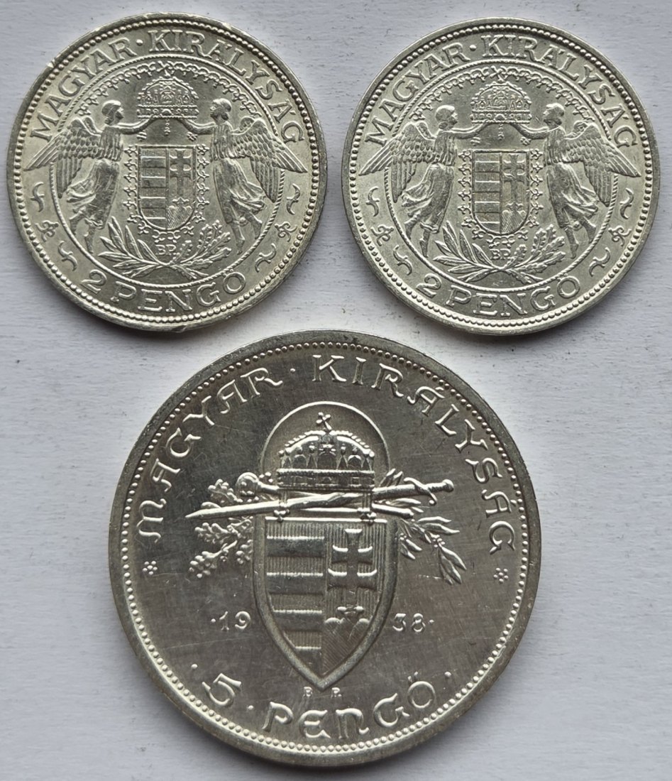  Ungarn: Lot aus drei Silbermünzen, zusammen 28,8 g Feinsilber   