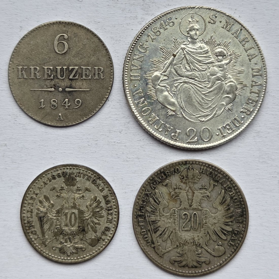  Österreich/Ungarn: Lot aus vier Silberkreuzern   