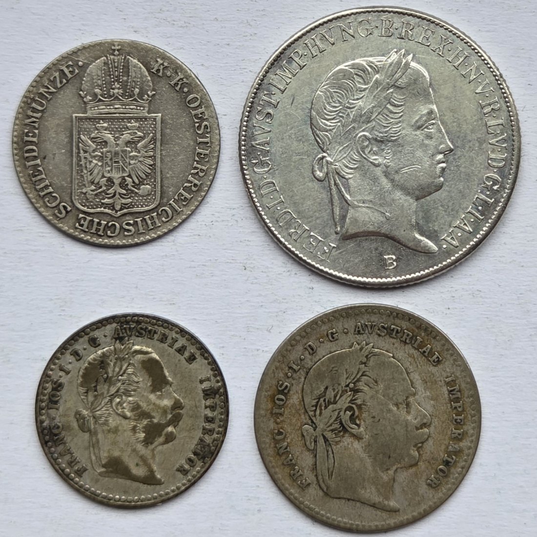  Österreich/Ungarn: Lot aus vier Silberkreuzern   