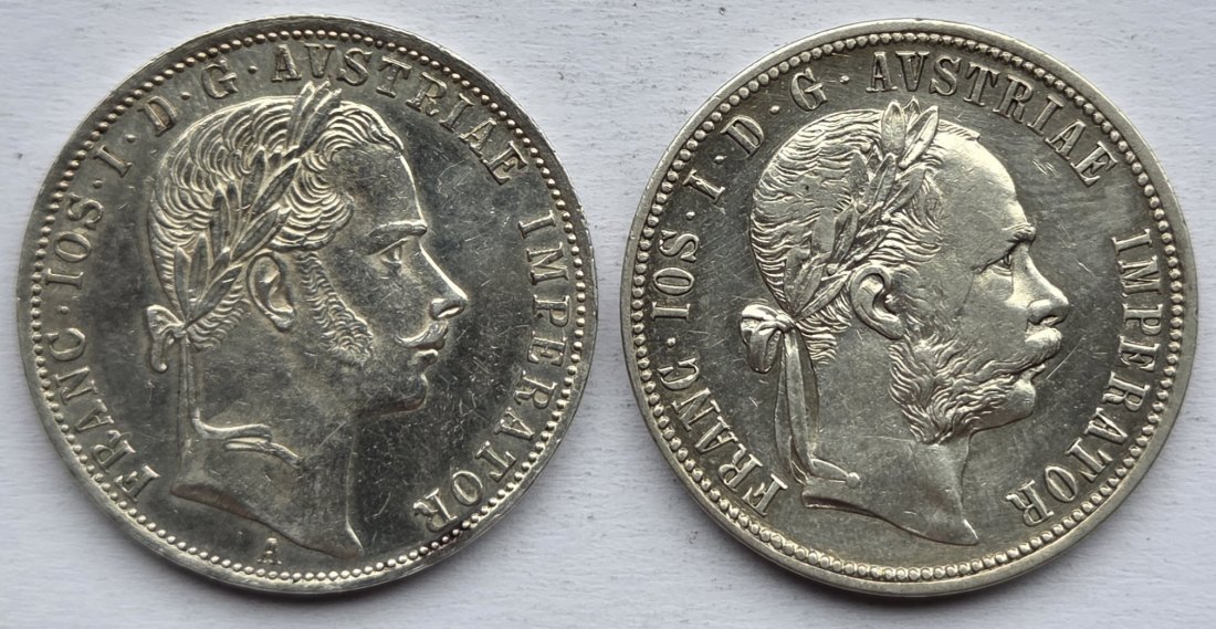  Österreich: 2 x 1 Florin 1861 + 1889   