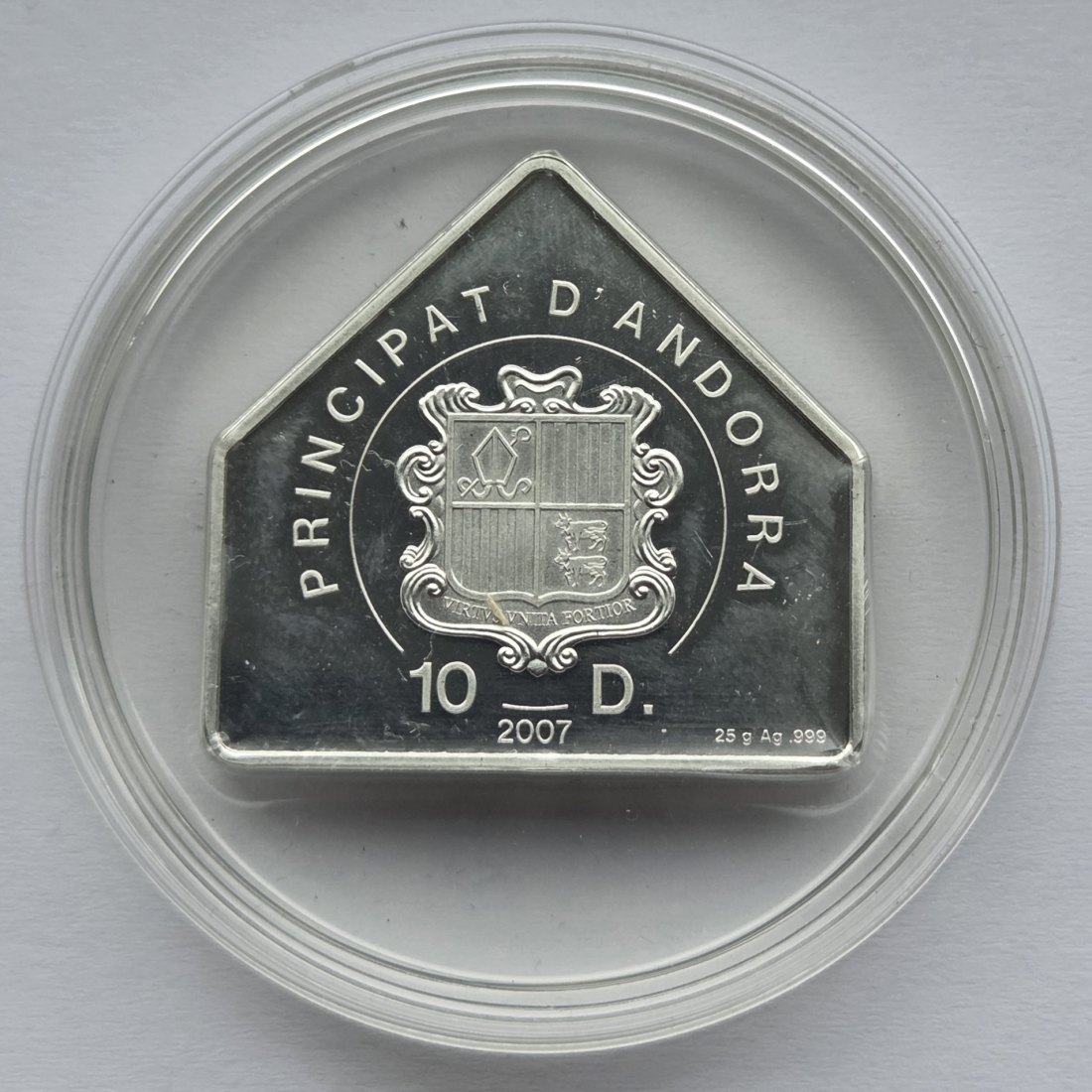  Andorra: 10 Diners Weihnachten 2007, 25 g Feinsilber   