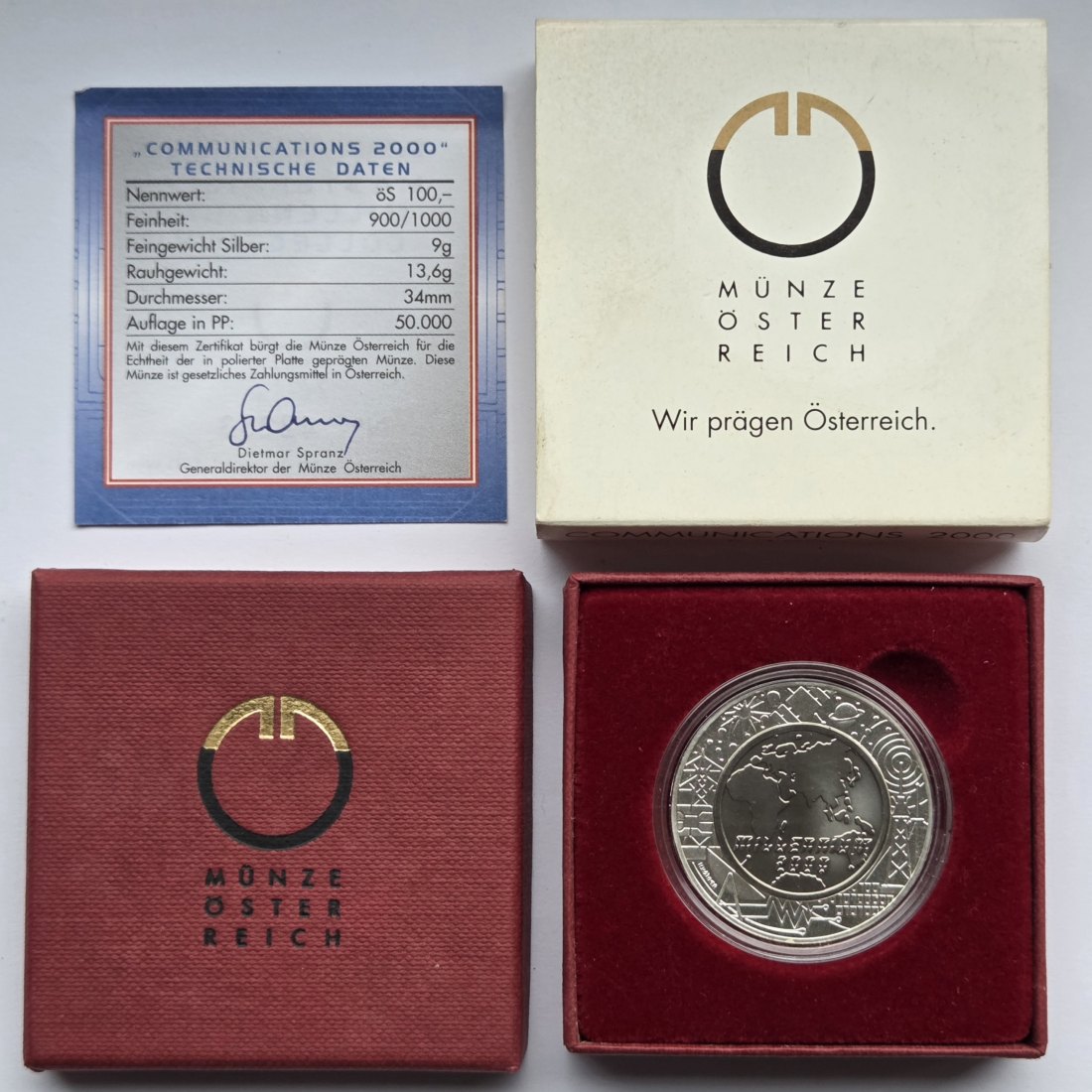  Österreich: 100 Schilling Titan Communications 2000   