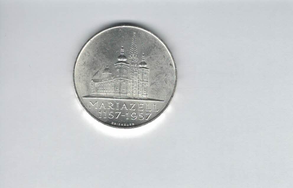  25 Schilling 1957 800 Jahre Mariazell 10,4g fein Ag Gedenkmünze Österreich Spittalgold9800 (04588/3)   